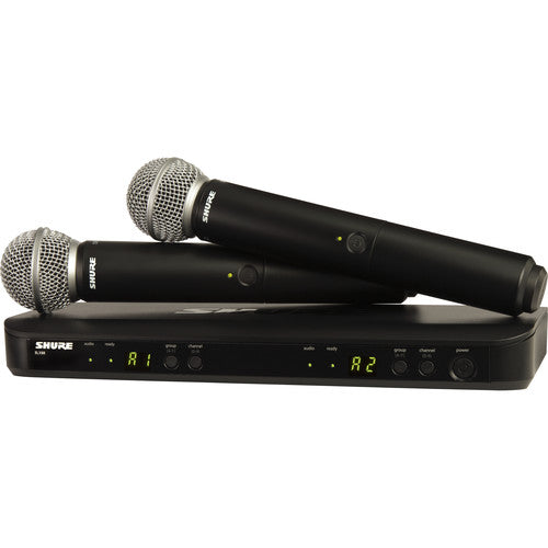 Shure BLX288/SM58 Dual-Channel Wireless Handheld Microphone System with SM58 Capsules (J10: 584 to 608 MHz - Rock and Soul DJ Equipment and Records