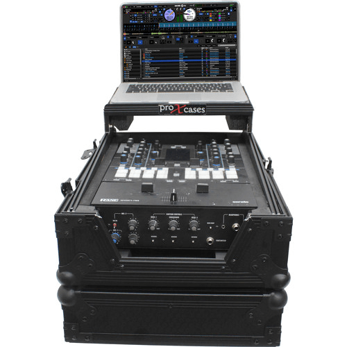 ProX XS-RANE72LTBL Flight Case with Shelf for 11" Rane 72 DJ Mixer (Black-on-Black) - Rock and Soul DJ Equipment and Records
