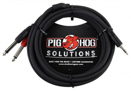 Pig Hog PB-S3410 10' 3.5mm Stereo to Dual 1/4" Mono (Male) Breakout Cable - Rock and Soul DJ Equipment and Records