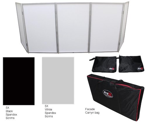 ProX XF-5X3048W Professional 5 Panel - White Frame Pro DJ Facade w/stainless steel quick release 180 degree hinges