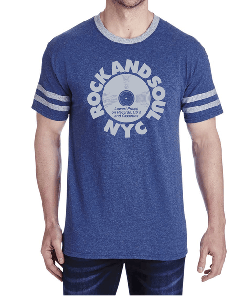 Rock And Soul Retro Varsity Tee (Blue) - Rock and Soul DJ Equipment and Records