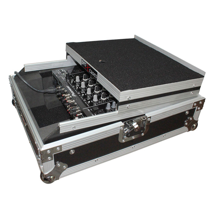 ProX XS-M12LT Mixer ATA Flight Hard Case for Large Format 12" Universal DJ Mixer with Laptop Shelf