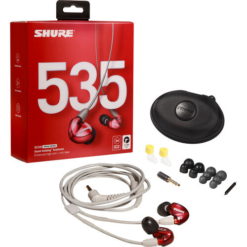 Shure SE535 Sound-Isolating In-Ear Stereo Headphones with 3.5mm Audio Cable (Special-Edition Red) (B-stock)