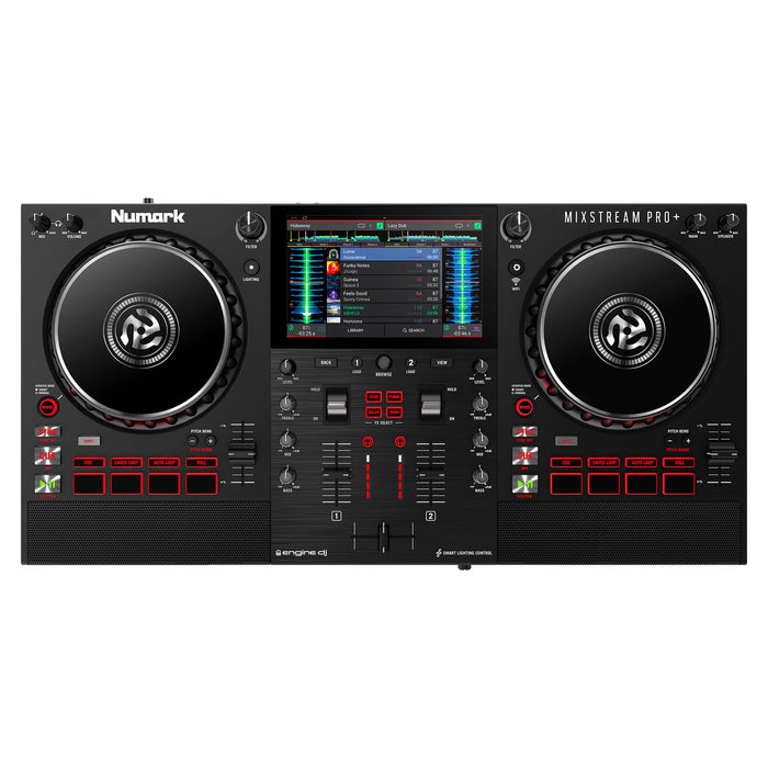 Numark Mixstream Pro+ Standalone DJ Controller, Amazon Music Unlimited Streaming, Mixer, Touchscreen, WiFi, Speakers, works with Serato & Virtual DJ