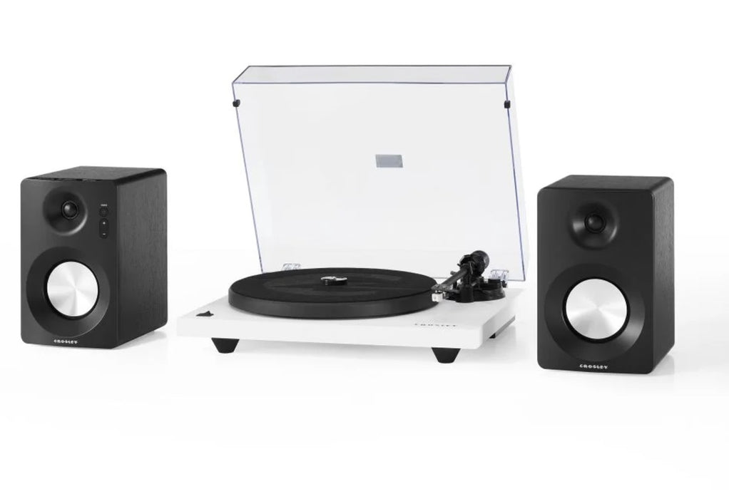 Crosley KT6101-WH Belt-Drive Bluetooth Turntable with Built-in Preamp and Included Speakers, White