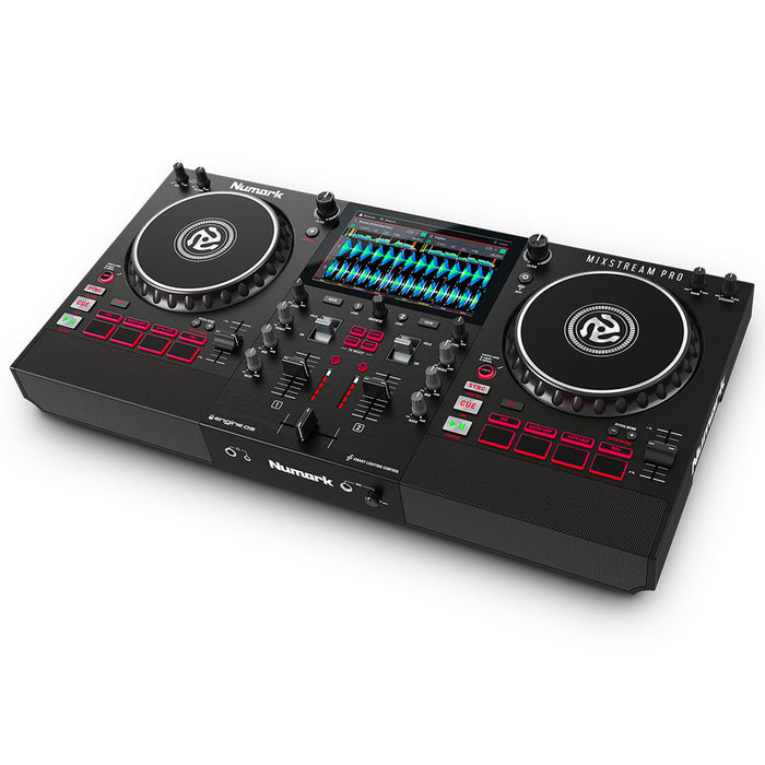 Numark Mixstream Pro+ Standalone DJ Controller, Amazon Music Unlimited Streaming, Mixer, Touchscreen, WiFi, Speakers, works with Serato & Virtual DJ