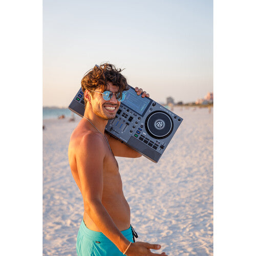 Numark Mixstream Pro Go - Standalone DJ Controller with Battery, DJ Mixer, Speakers, Amazon Music Unlimited, WiFi, Touchscreen, Works with Serato DJ