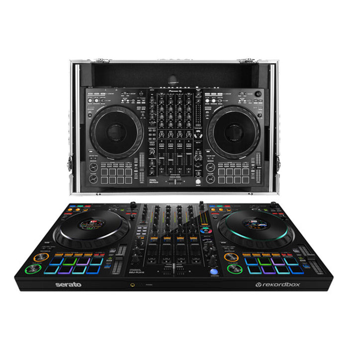 Pioneer DJ DDJ-FLX10 + Odyssey FZGSFLX10W1M 1U Flight Case with Glide Style Laptop Platform and Wheels for Pioneer DDJ-FLX10