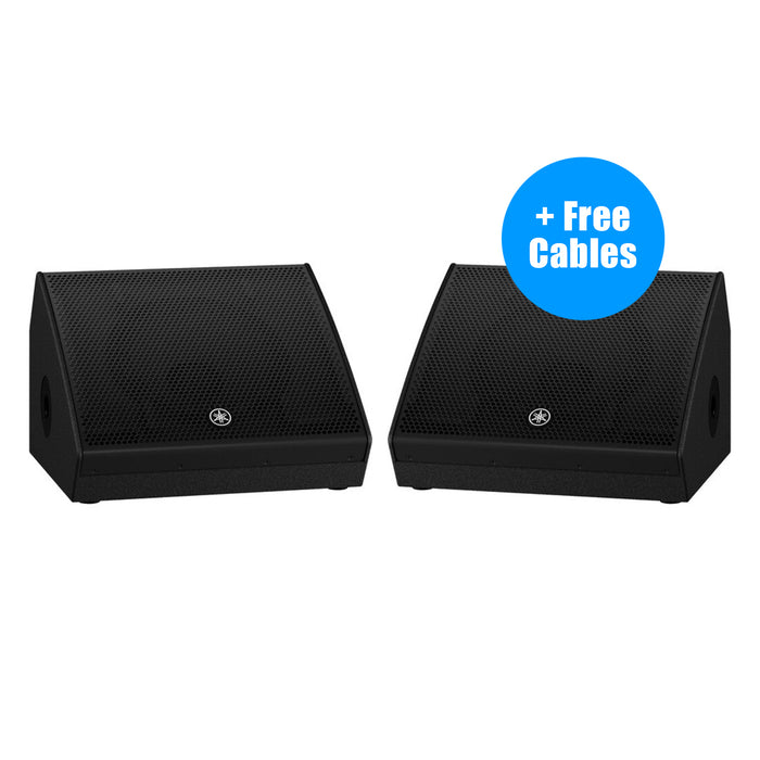 Yamaha DHR12M 2-Way Coaxial 12 Active Floor Monitor / Loudspeaker Bundle with Cables