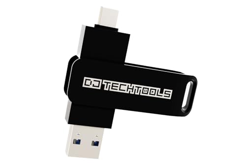 DJ TechTools Chroma USB Drive, Dual USB-A/USB-C, High-Speed USB 3.2 for Rekordbox (Black, 256, GB)