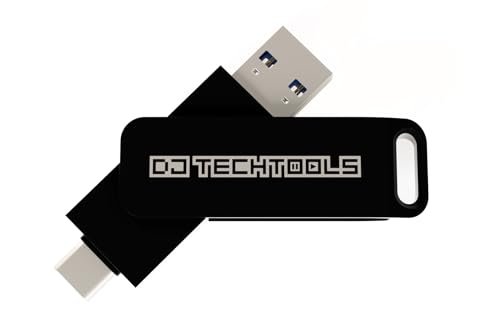 DJ TechTools Chroma USB Drive, Dual USB-A/USB-C, High-Speed USB 3.2 for Rekordbox (Black, 256, GB)