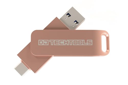 DJ TechTools Chroma USB Drive, Dual USB-A/USB-C, High-Speed USB 3.2 for Rekordbox (Rose Gold, 256, GB)