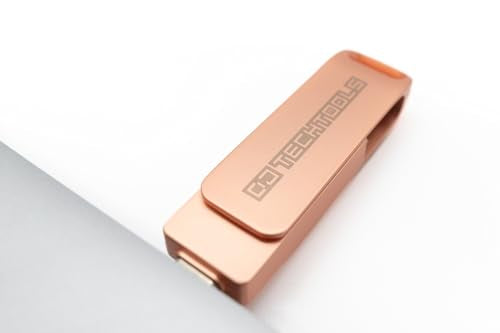 DJ TechTools Chroma USB Drive, Dual USB-A/USB-C, High-Speed USB 3.2 for Rekordbox (Rose Gold, 256, GB)