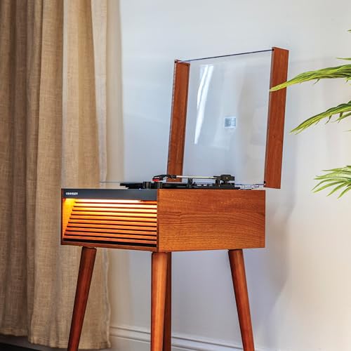 Crosley CR6237A-NA Dean 3-Speed Bluetooth in/Out Vinyl Record Player Turntable with Built-in Speakers, Natural