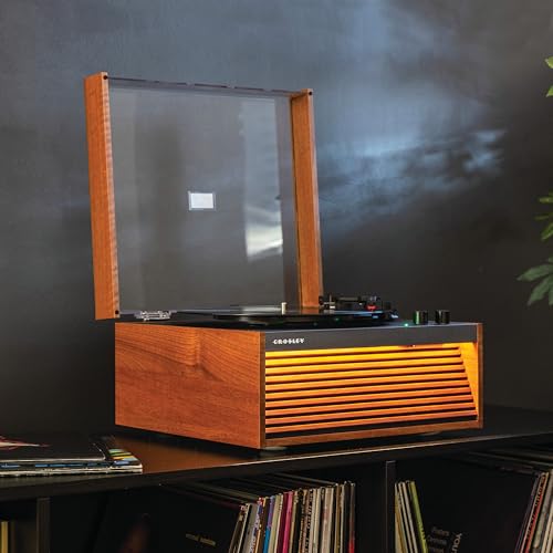 Crosley CR6237A-NA Dean 3-Speed Bluetooth in/Out Vinyl Record Player Turntable with Built-in Speakers, Natural
