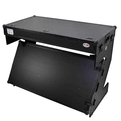 ProX DJ Z-Table MK2 Portable Z-Style DJ Table Flight Case with Handles & Wheels (Black on Black)