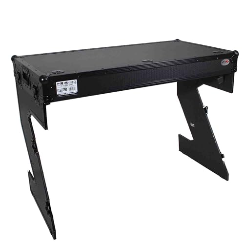 ProX DJ Z-Table MK2 Portable Z-Style DJ Table Flight Case with Handles & Wheels (Black on Black)