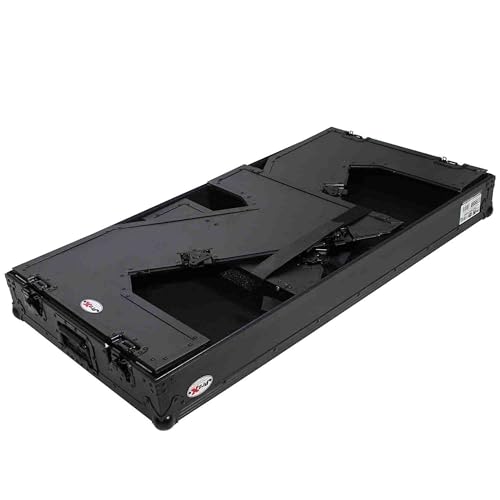 ProX DJ Z-Table MK2 Portable Z-Style DJ Table Flight Case with Handles & Wheels (Black on Black)