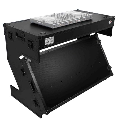 ProX DJ Z-Table MK2 Portable Z-Style DJ Table Flight Case with Handles & Wheels (Black on Black)