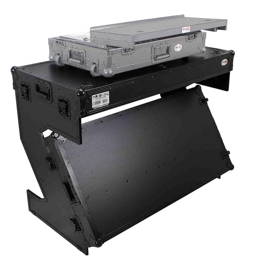 ProX DJ Z-Table MK2 Portable Z-Style DJ Table Flight Case with Handles & Wheels (Black on Black)