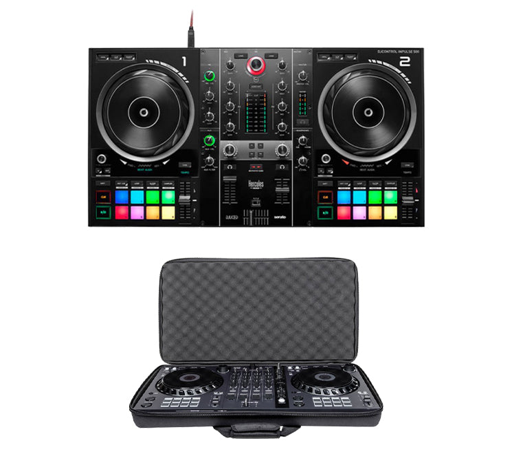 Hercules DJControl Inpulse 500 2-Deck USB DJ Controller with DJUCED Light - Headliner HL12002 Pro-Fit Case