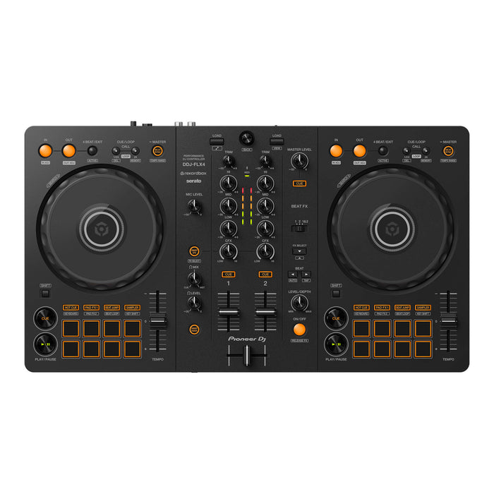Pioneer DJ DDJ-FLX4 2-Channel DJ Controller + Icon Pro Audio HP200 Headphones + JTS TM-929 Dynamic Microphone
