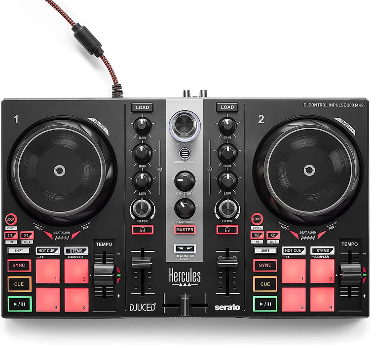 Hercules DJControl Inpulse 200 MK2 DJ Controller + Icon Pro Audio HP200 Headphones + JTS TM-929 Dynamic Microphone