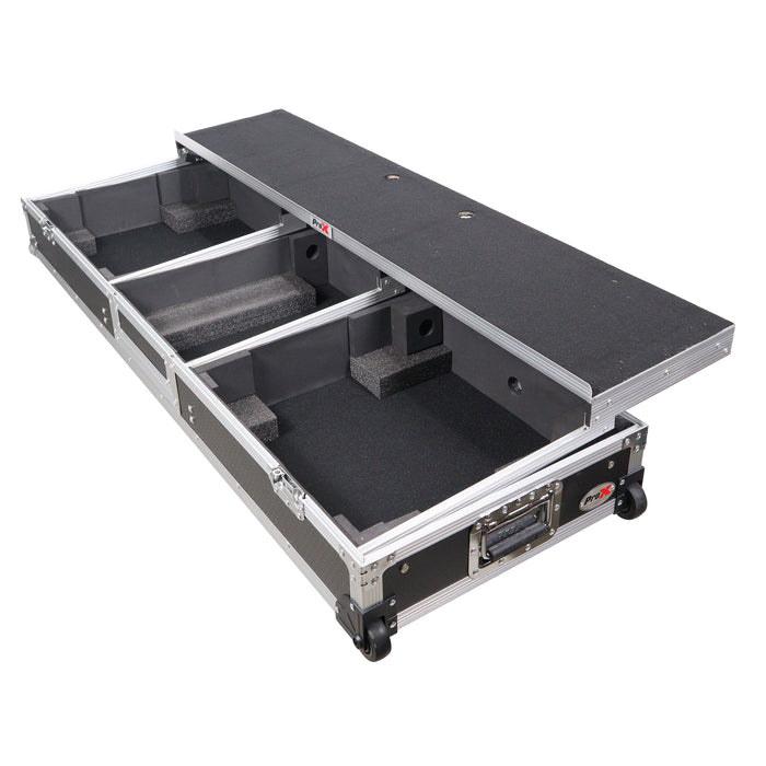 ProX DJ Coffin Flight Case for (2) 1200 Style Turntables 10-inch 12-inch Mixers with Sliding Laptop Shelf and Wheels