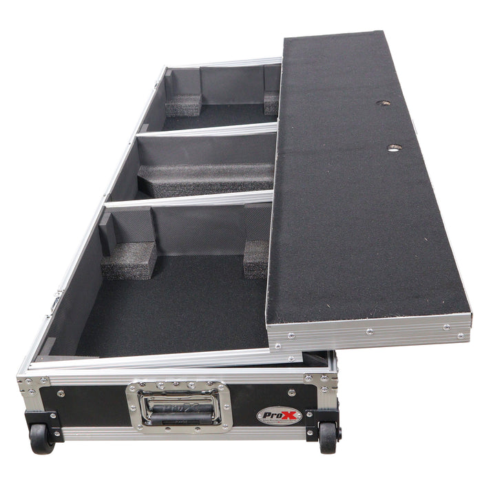 ProX DJ Coffin Flight Case for (2) 1200 Style Turntables 10-inch 12-inch Mixers with Sliding Laptop Shelf and Wheels