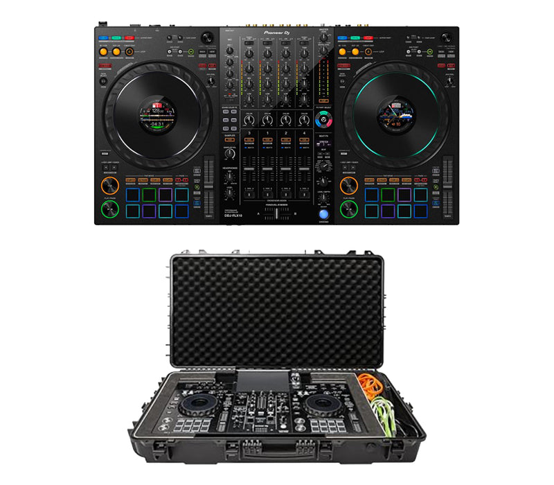 Pioneer DJ DDJ-FLX10 DJ Controller + Magma FLXGUARD DJ Controller Trolley