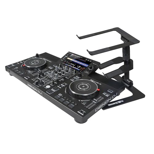 ProX Ibis Folding DJ Laptop Stand with Adjustable Height Accessory Tray and Carrying Bag in Black