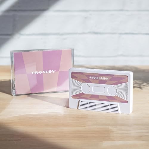 Crosley CR3045WH-CH Cassette Tape Portable Wireless Bluetooth Speaker, Pink Checkered White