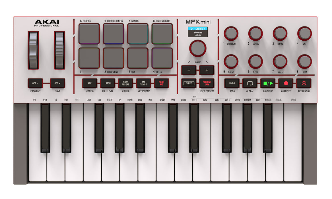Akai Professional Mpk Mini 4 Compact Midi Controller (White)