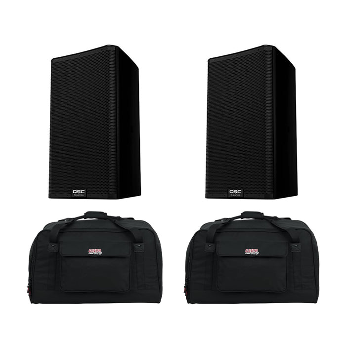 2 x QSC K12.2 Two-Way 12 2000W Powered Portable PA Speaker + 2 x Gator Universal Speaker Tote for 12" Speaker (Open Box)