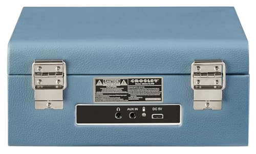 Crosley CR3517A-WB Voyager Retro Portable CD Player with Stereo Bluetooth Speakers and FM Radio, Washed Blue