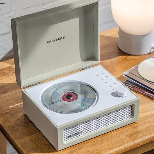 Crosley CR3517A-DU Voyager Retro Portable CD Player with Stereo Bluetooth Speakers and FM Radio, Dune