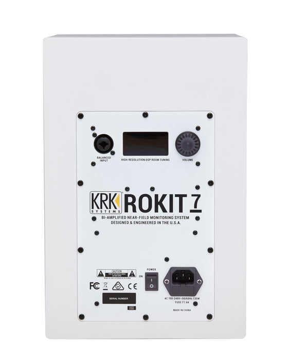 KRK ROKIT RP7 G4 Professional Bi-amp Studio Monitor, White Noise (Open Box)