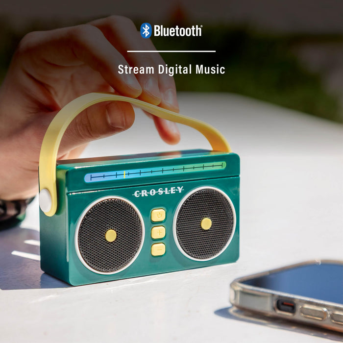 Crosley CR3050A-JU Mini Boombox Retro Portable Bluetooth Speaker with LED Lights, Juniper