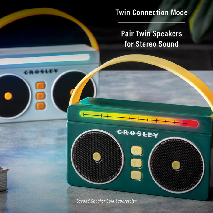 Crosley CR3050A-JU Mini Boombox Retro Portable Bluetooth Speaker with LED Lights, Juniper