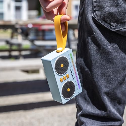Crosley CR3050A-SB Mini Boombox Retro Portable Bluetooth Speaker with LED Lights, Sky Blue