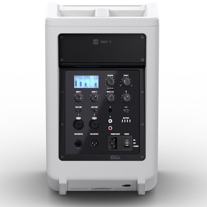 LD Systems ANNY 8 Portable 8" Bluetooth PA Speaker with Battery Power and Mixer (White)