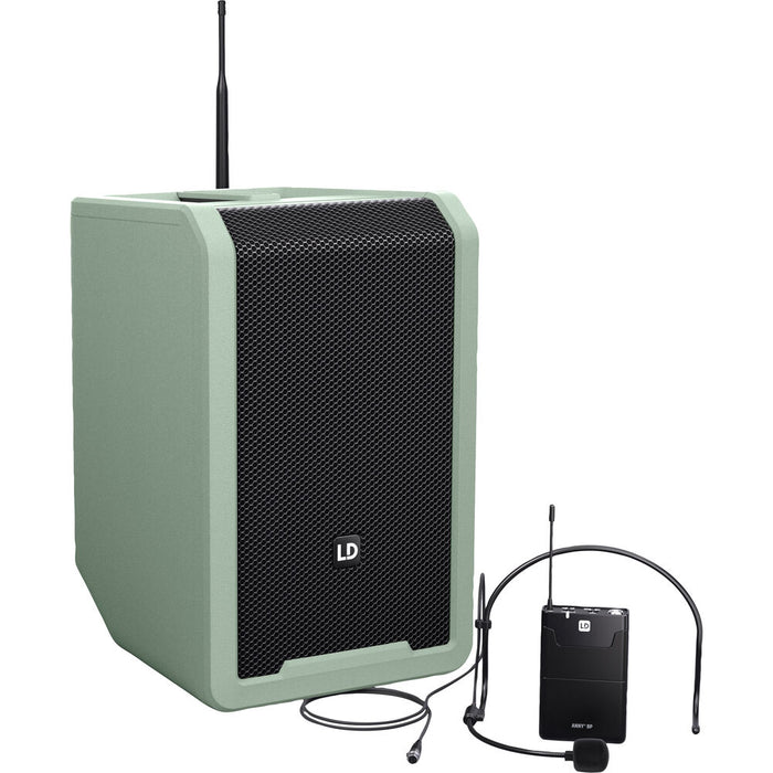 LD Systems ANNY 8 Portable Battery-Powered 8" Bluetooth PA Speaker with Mixer and Bodypack/Headset Mic (Green)