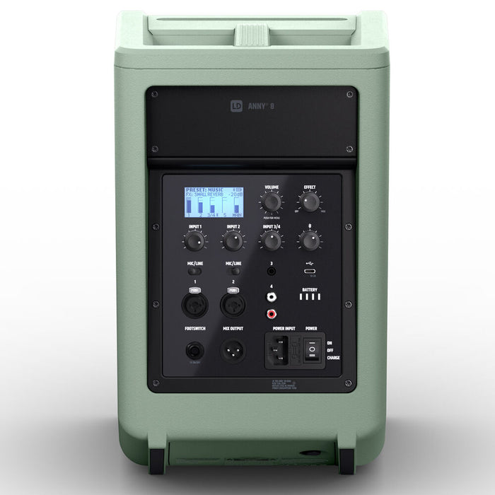 LD Systems ANNY 8 Portable Battery-Powered 8" Bluetooth PA Speaker with Mixer and Bodypack/Headset Mic (Green)