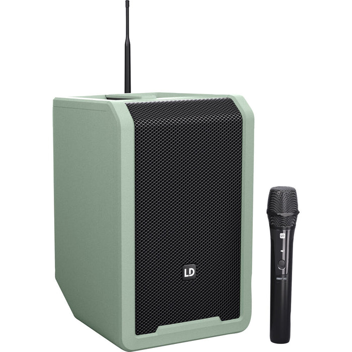LD Systems ANNY 8 Portable 8" Battery-Powered Bluetooth PA Speaker with Handheld Wireless Mic (Adventure Green)