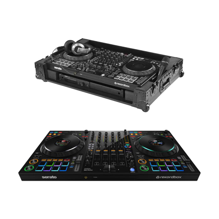 Pioneer DJ DDJ-FLX10 DJ Controller + Odyssey Black Label Flight Case with Corner Wheels