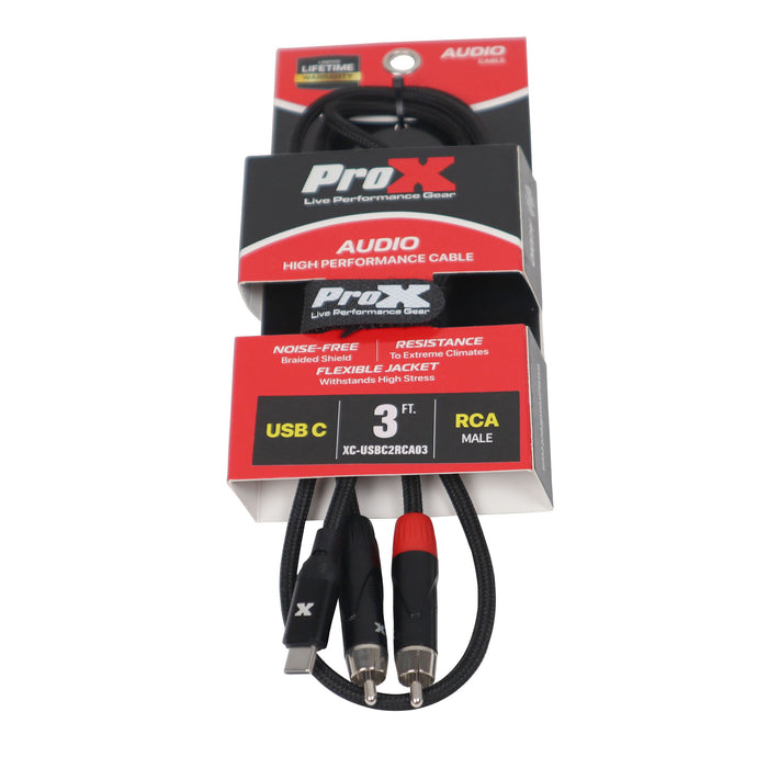 ProX 3FT USB-C to Dual RCA Cable