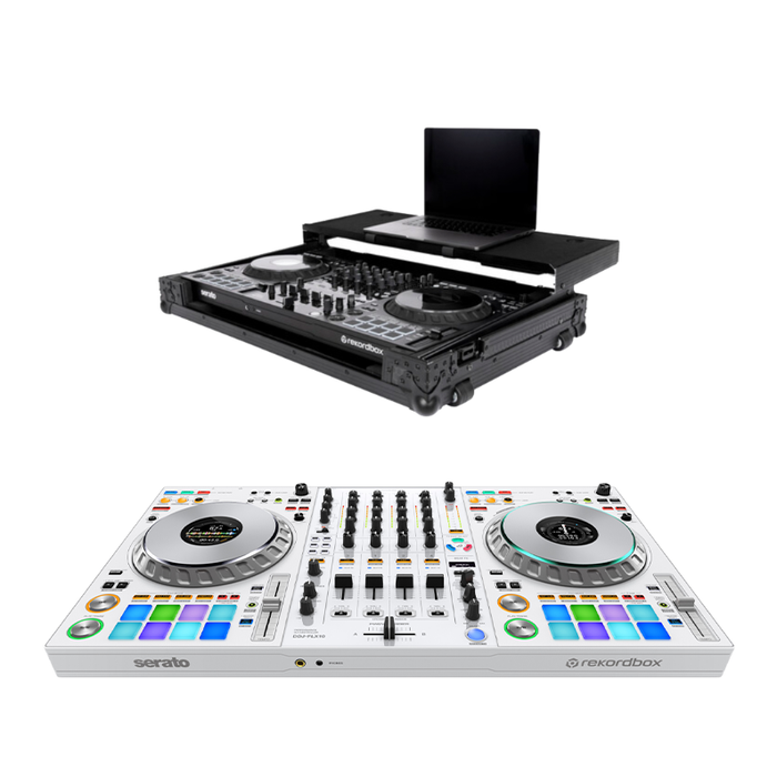 Pioneer DJ DDJ-FLX10-W 4-channel DJ controller + Headliner Flight Case with Laptop Platform and Wheels