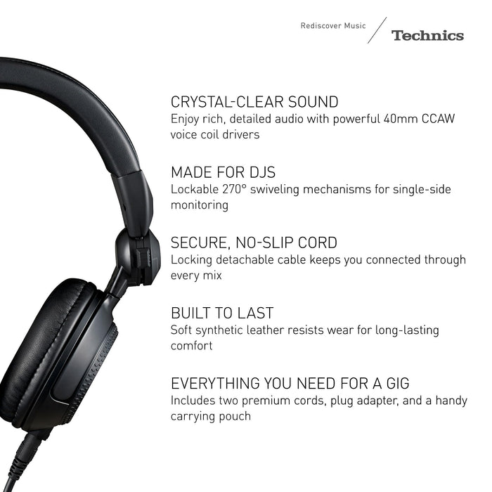 Technics EAH-DJ1200 On-Ear DJ Headphones (Black) (Open Box)