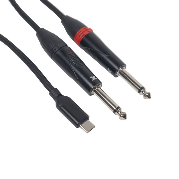 ProX 3FT USB-C to Dual 1/4" TS Cable