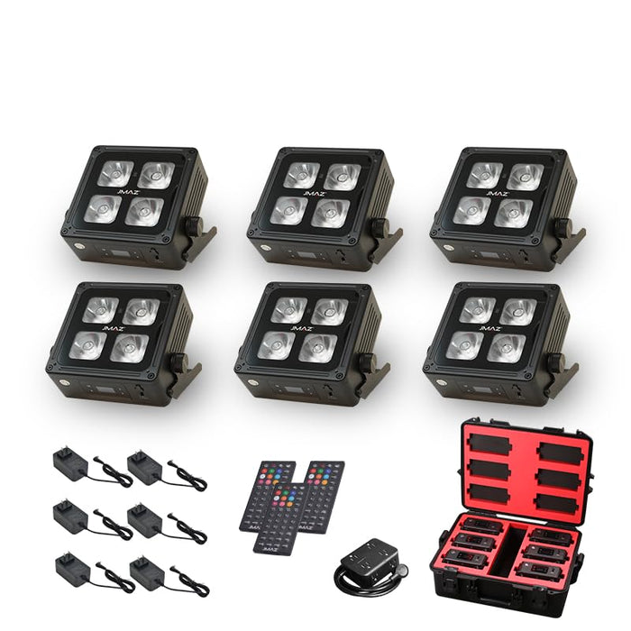 JMAZ MAD PAR 4IP Battery-Powered Outdoor RGBWA+UV LED Light with Wireless DMX (6-Pack)